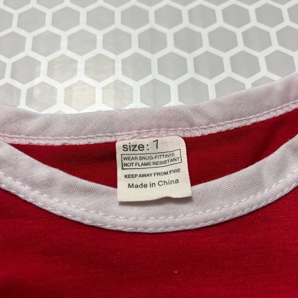 My Fav Classic Red and White Striped Kids Pajama Set Size 7